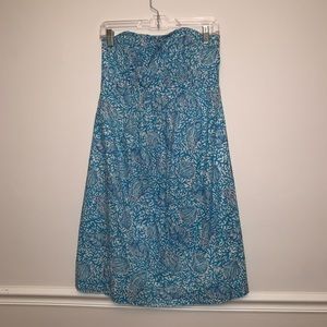 Lilly Pulitzer blue ocean seashell strapless dress